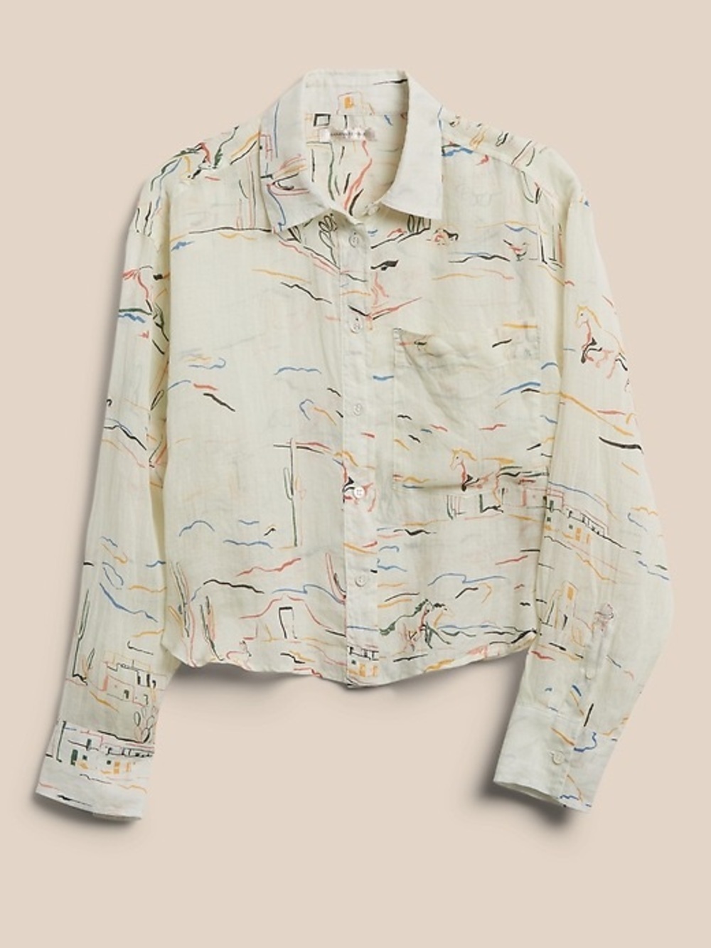 Banana Republic BOXY CROPPED RAMIE SHIRT Size XS-S
